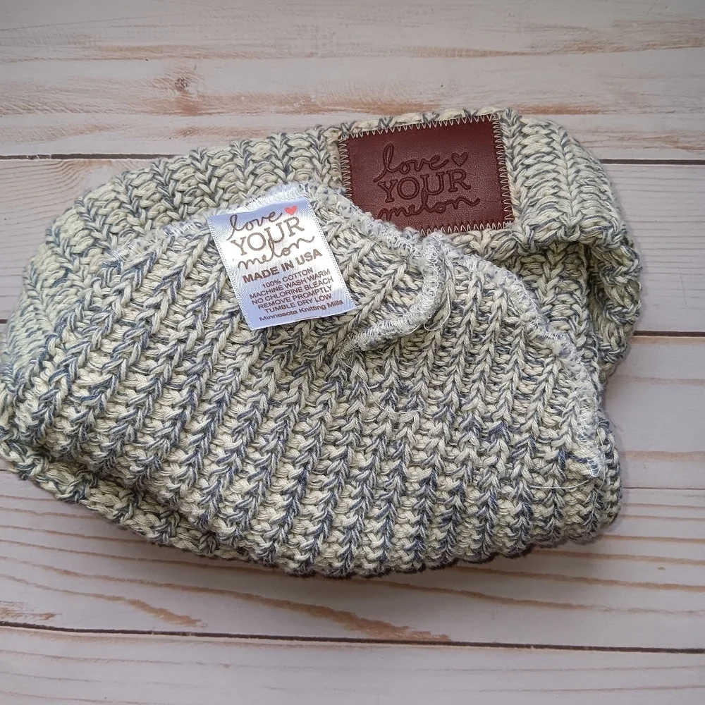 Love Your Melon Beanie 100% Cotton Speckled Gray/White